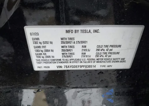 2023 Tesla Model Y Performance Dual Motor All-Wheel Drive from USA, damaged, VIN 7SAYGDEF9PF838514
